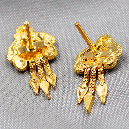 22 karat print dazzling gold 2.4cm stud earring for great grand mother diwali gift jewelry