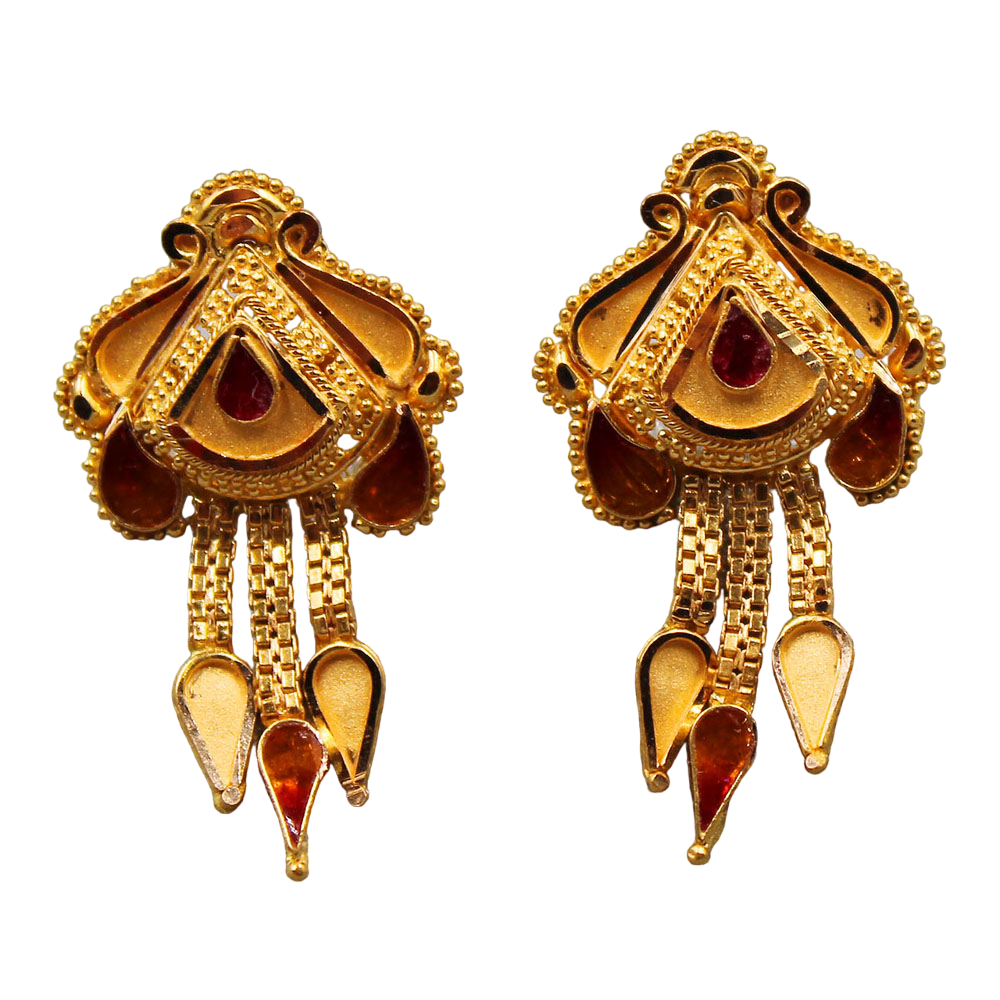 22 karat print dazzling gold 2.4cm stud earring for great grand mother diwali gift jewelry