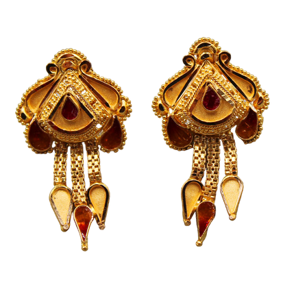 22 karat print dazzling gold 2.4cm stud earring for great grand mother diwali gift jewelry