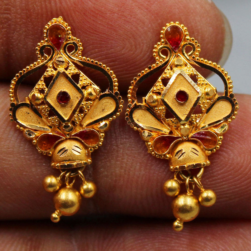 22 carat stamp bright gold 2.5cm stud earring for half mother fathers day gift jewelry