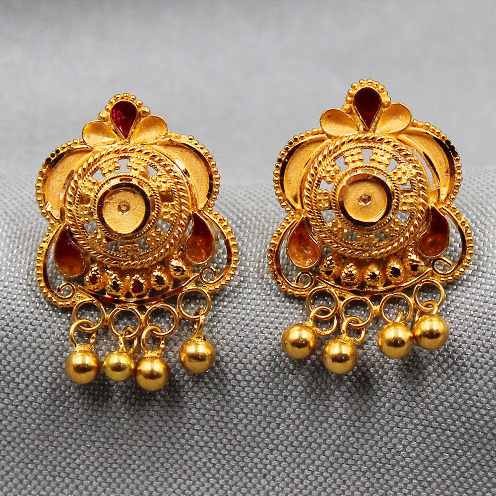 22k seal eye-catching gold 2cm stud earring for business women first communion gift jewelry