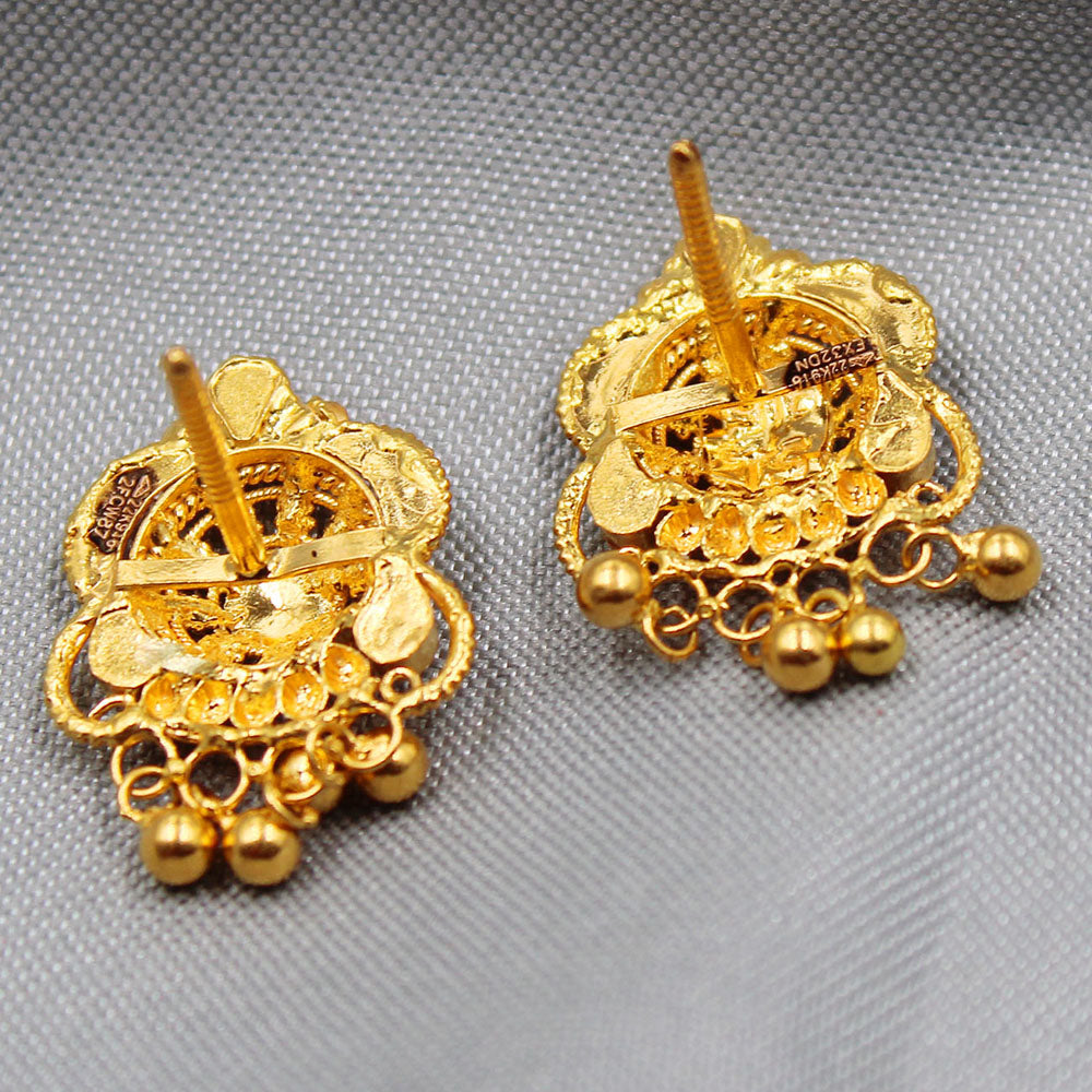 22k seal eye-catching gold 2cm stud earring for business women first communion gift jewelry