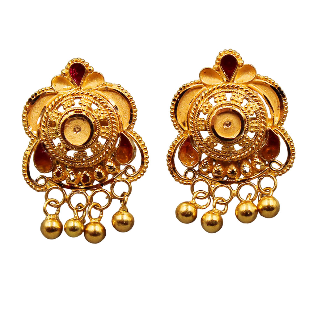 22k seal eye-catching gold 2cm stud earring for business women first communion gift jewelry