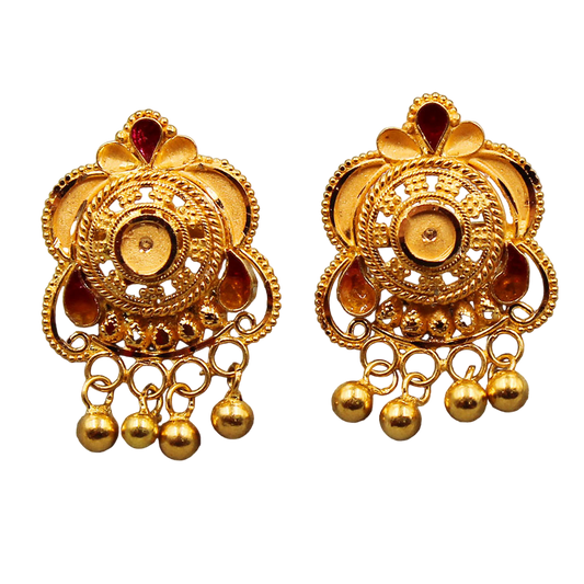 22k seal eye-catching gold 2cm stud earring for business women first communion gift jewelry