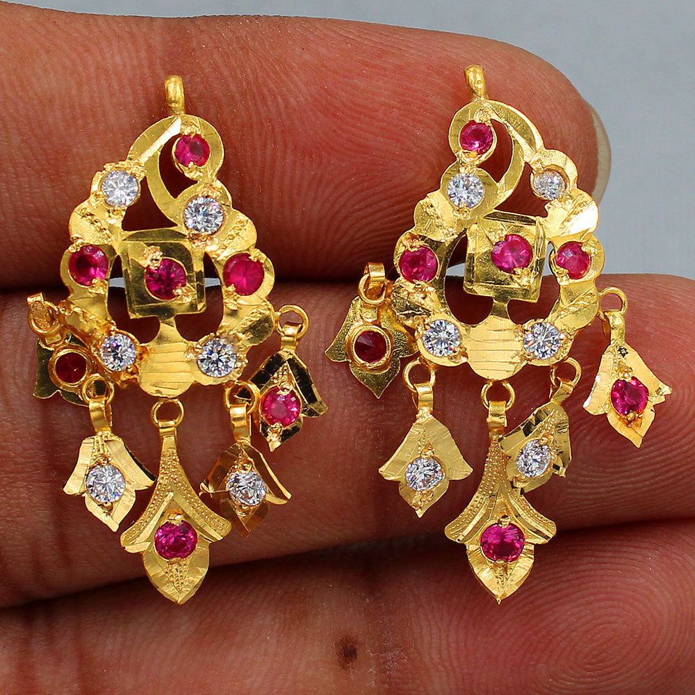 22cts print ultimate gold 3.2cm stud earring for daughter in law national boss day gift jewelry