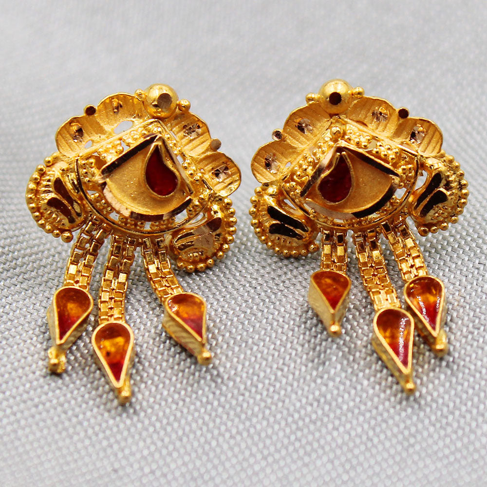 22 karat print dazzling gold 2cm stud earring for great grand parents columbus day gift jewelry