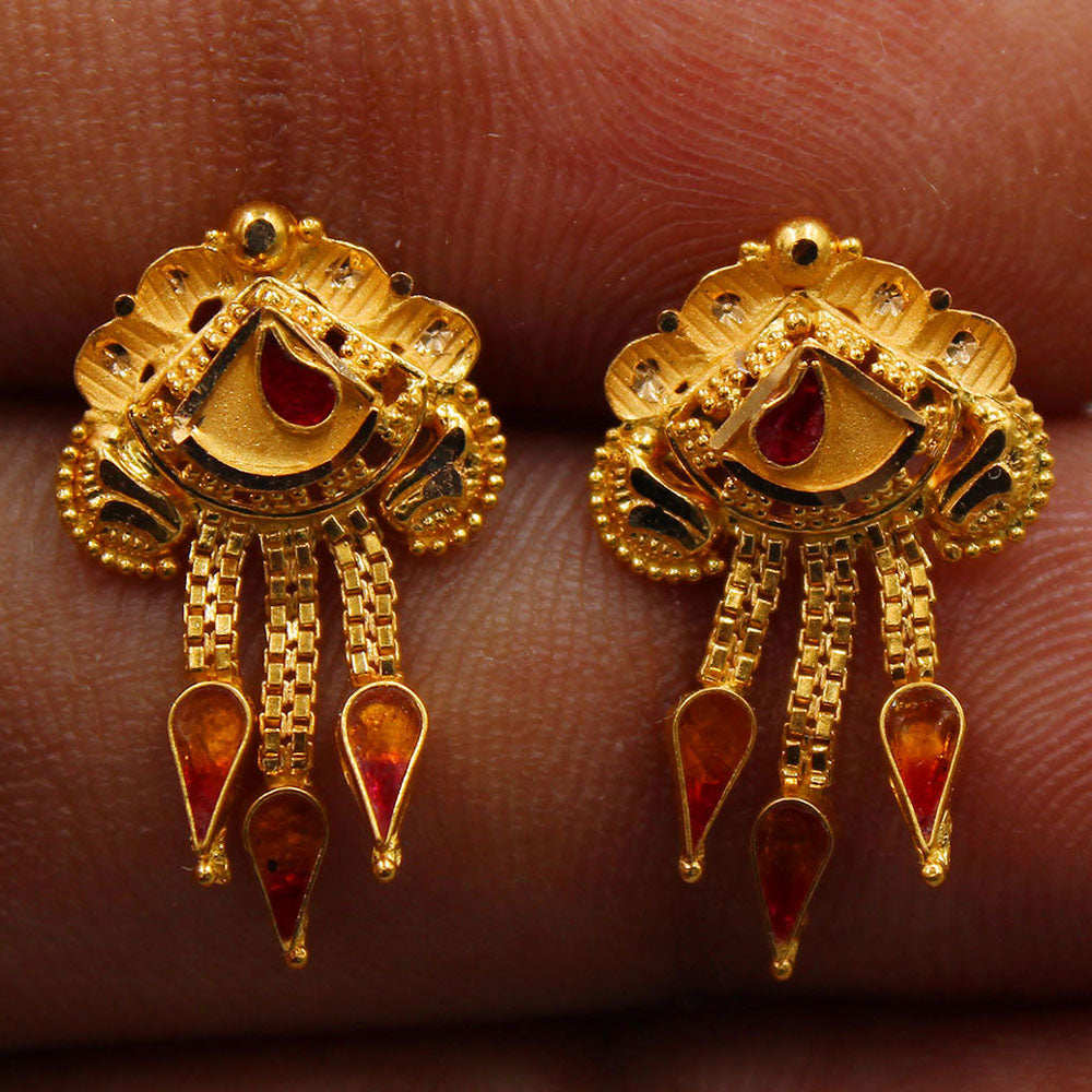 22 karat print dazzling gold 2cm stud earring for great grand parents columbus day gift jewelry