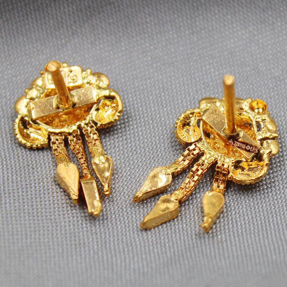 22 karat print dazzling gold 2cm stud earring for great grand parents columbus day gift jewelry