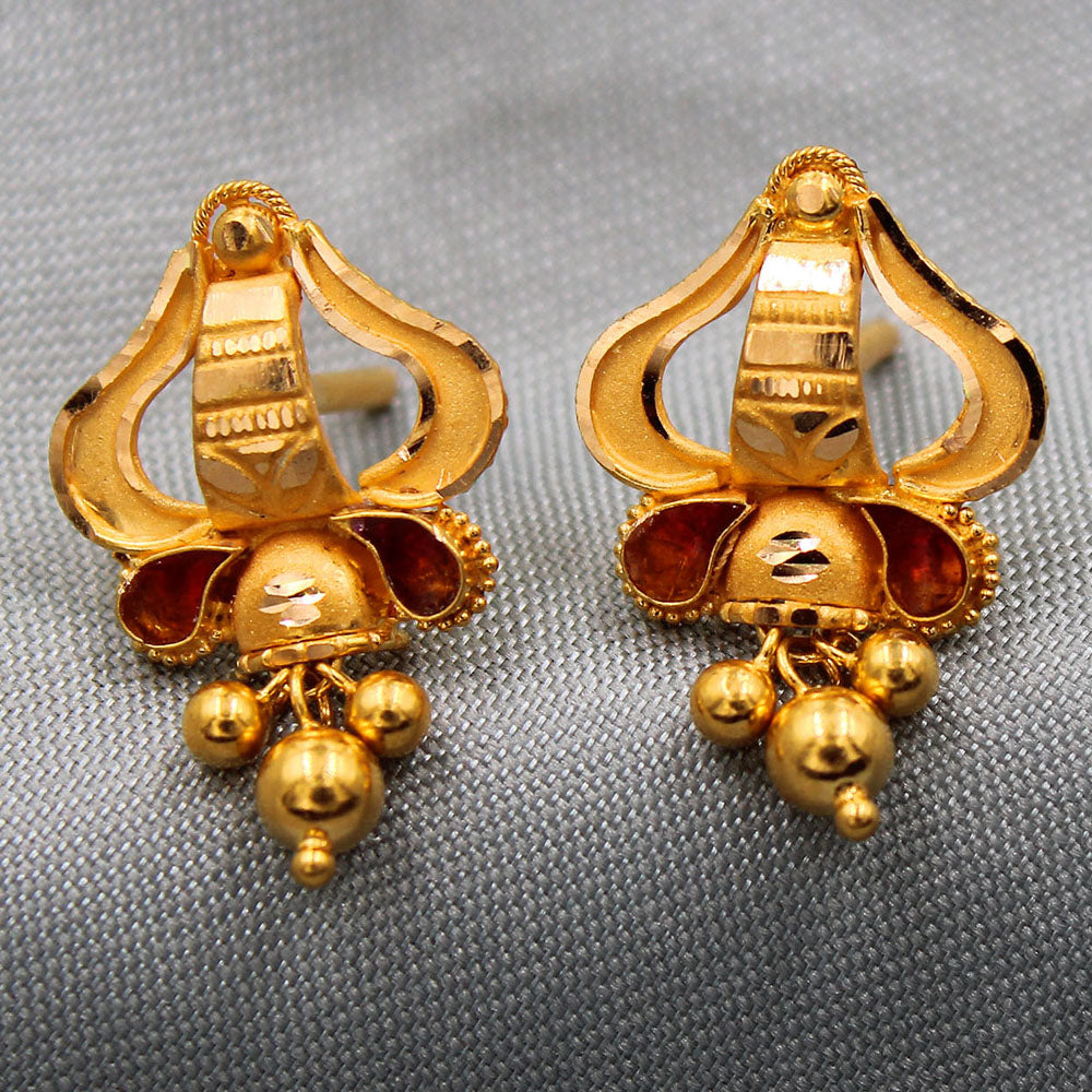 22cts hallmark shiny gold 2.1cm stud earring for sibling presidents day gift jewelry