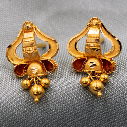 22cts hallmark shiny gold 2.1cm stud earring for sibling presidents day gift jewelry