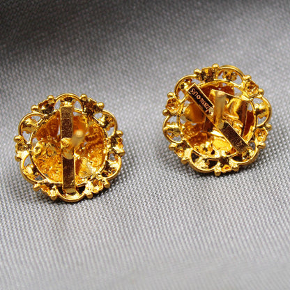 22 carat stamp bright gold 1.2cm stud earring for bridegroom wedding gift jewelry