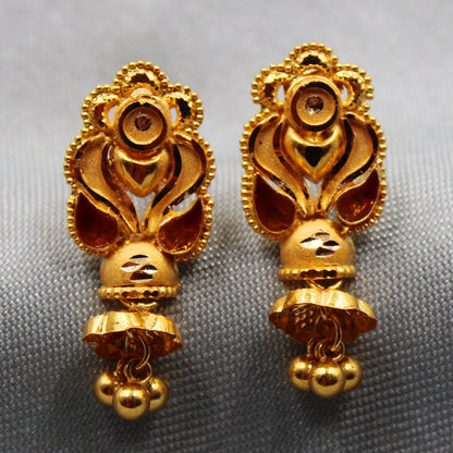 22k seal eye-catching gold 2.1cm stud earring for boss anniversary gift jewelry