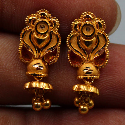 22k seal eye-catching gold 2.1cm stud earring for boss anniversary gift jewelry