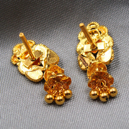 22k seal eye-catching gold 2.1cm stud earring for boss anniversary gift jewelry