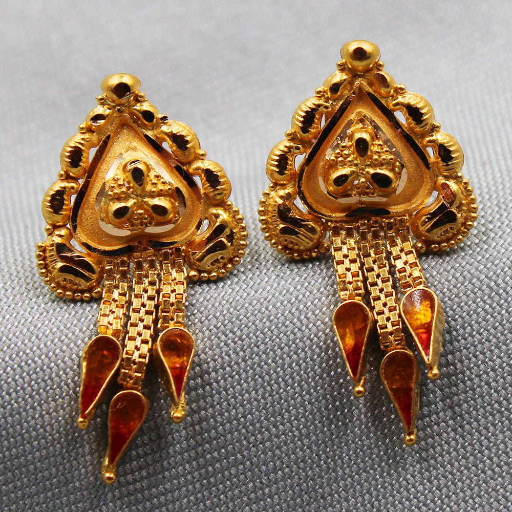 bis 916 print unique gold 2.4cm stud earring for cousin engagement gift jewelry