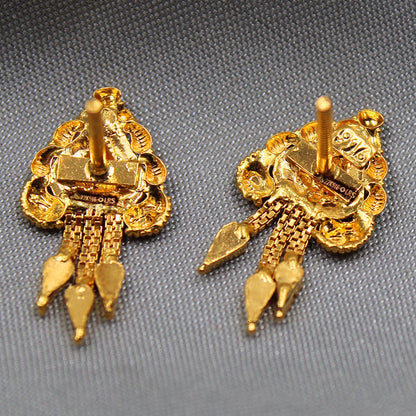 bis 916 print unique gold 2.4cm stud earring for cousin engagement gift jewelry