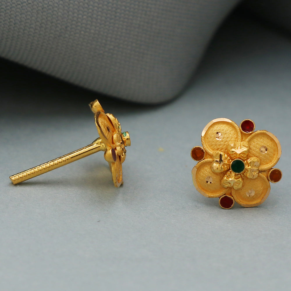 22k stamp true gold 1 cm stud earring for mother in law graduation gift jewelry