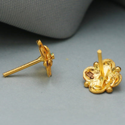 22k stamp true gold 1 cm stud earring for mother in law graduation gift jewelry