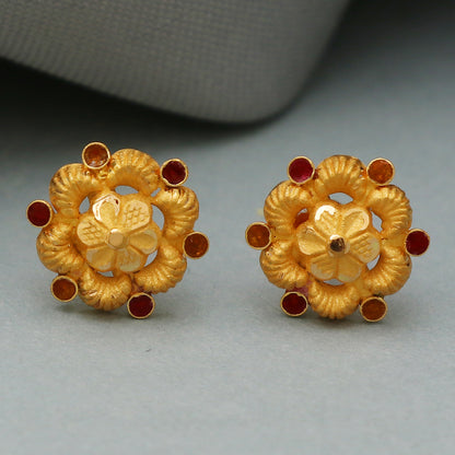 bis 916 seal solid gold 1 cm stud earring for sister in law good luck gift jewelry