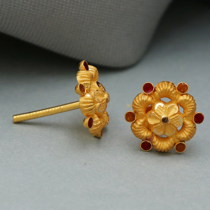 bis 916 seal solid gold 1 cm stud earring for sister in law good luck gift jewelry