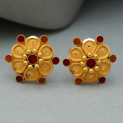 22 karat print veritable gold 1cm stud earring for step mother goodbye gift jewelry