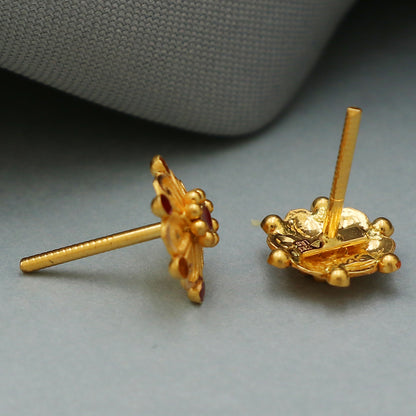 22 karat print veritable gold 1cm stud earring for step mother goodbye gift jewelry