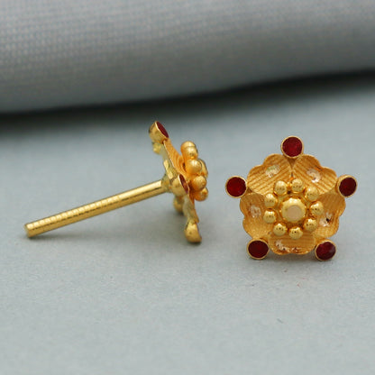 22 karat seal sparkle gold 0.9 cm stud earring for grand niece president day gift jewelry