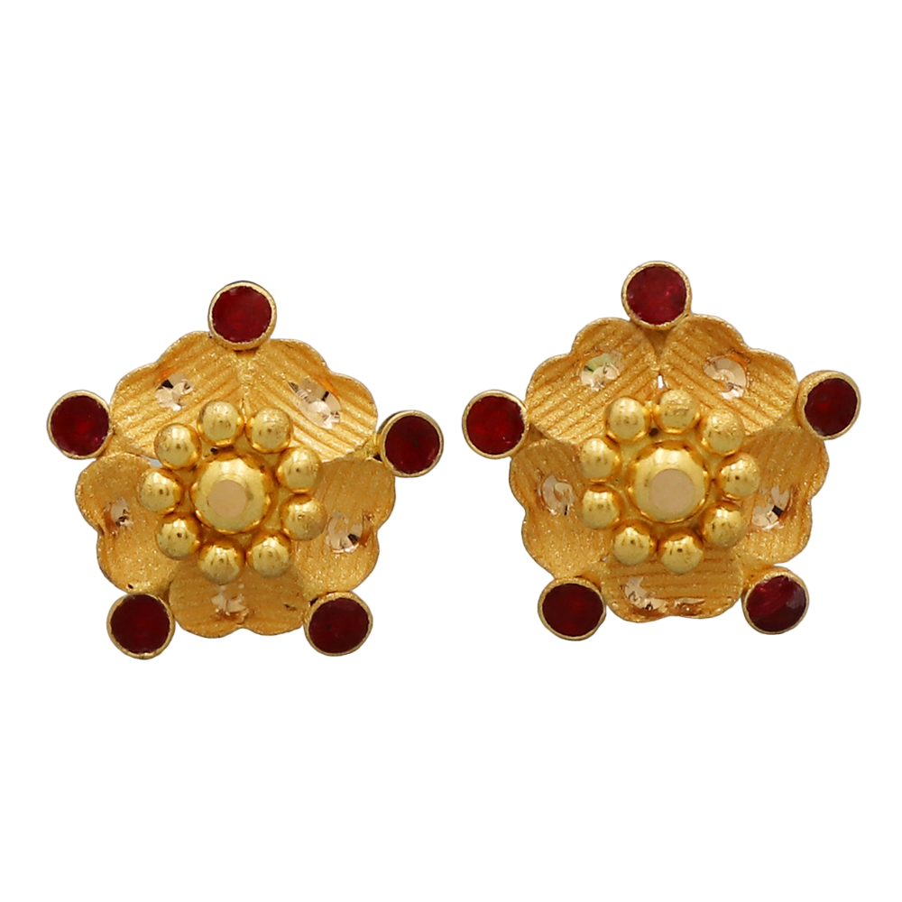 22 karat seal sparkle gold 0.9 cm stud earring for grand niece president day gift jewelry