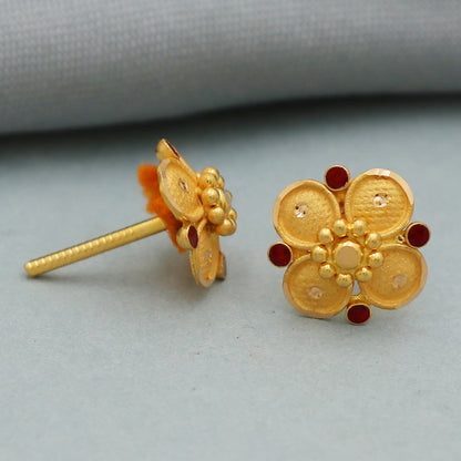 22 carat print dazzling gold 1.1 cm stud earring for great grand niece easter gift jewelry