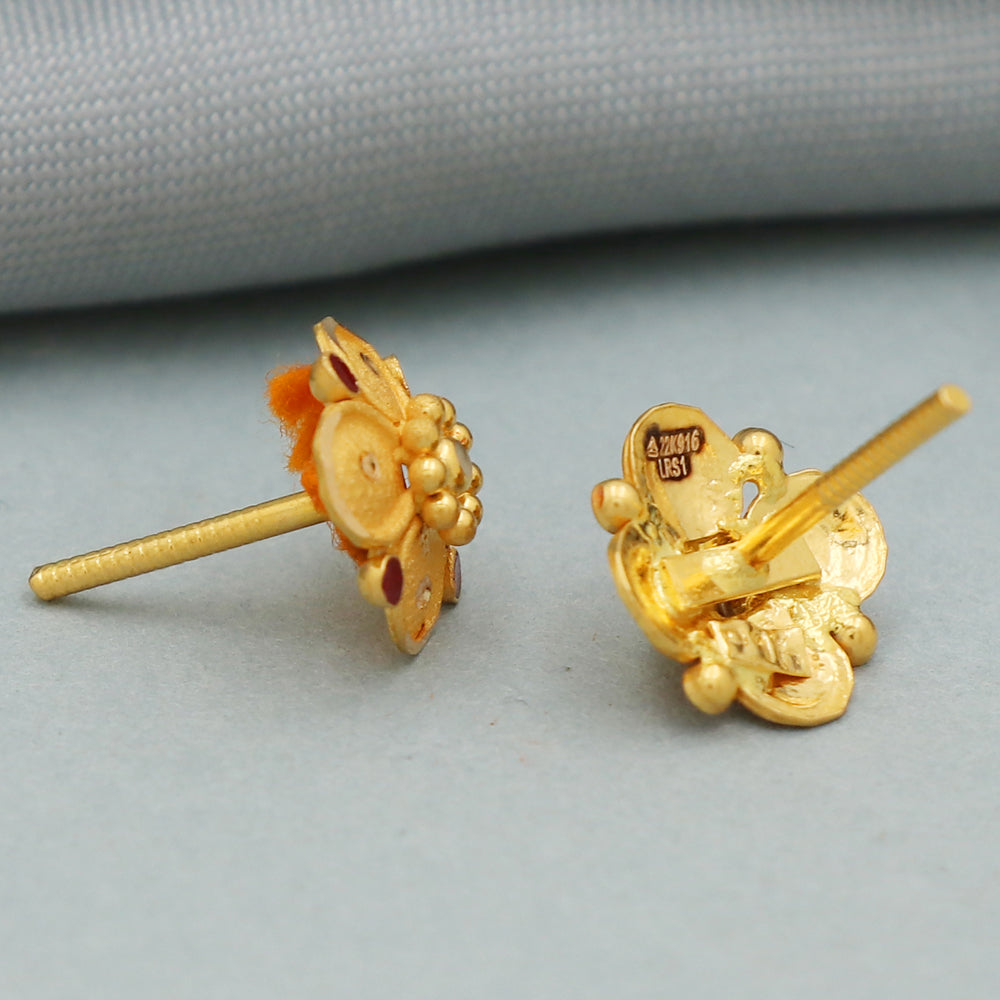 22 carat print dazzling gold 1.1 cm stud earring for great grand niece easter gift jewelry