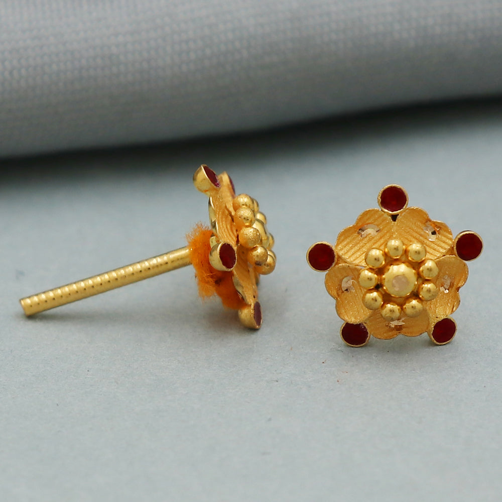 22k hallmark shiny gold 0.9 cm stud earring for grand mother april fool gift jewelry