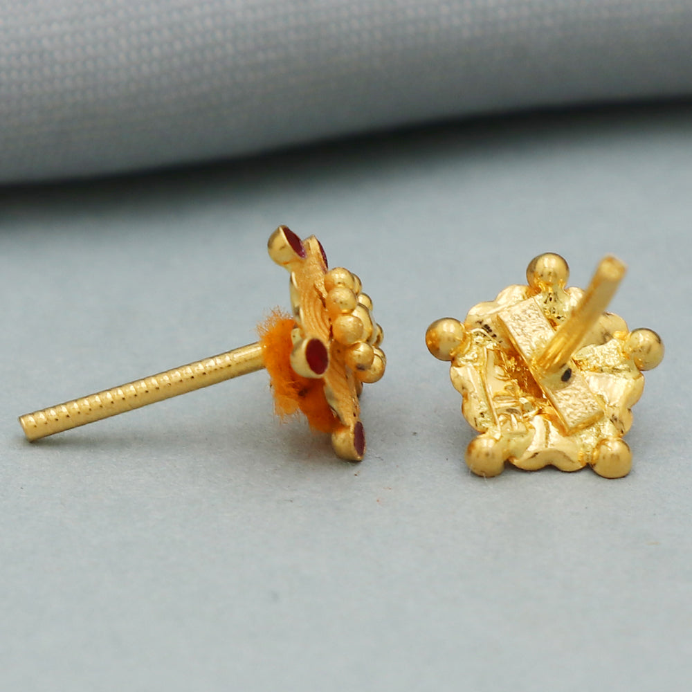 22k hallmark shiny gold 0.9 cm stud earring for grand mother april fool gift jewelry