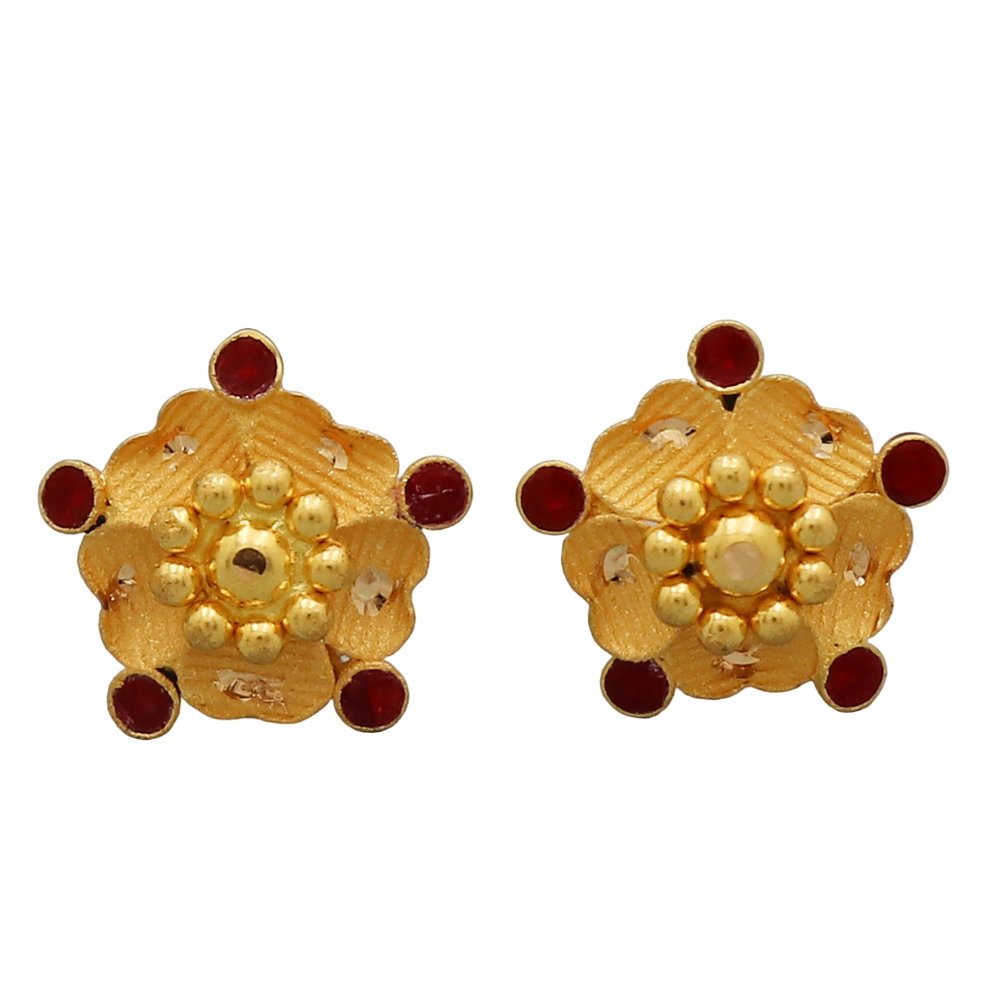 22k hallmark shiny gold 0.9 cm stud earring for grand mother april fool gift jewelry