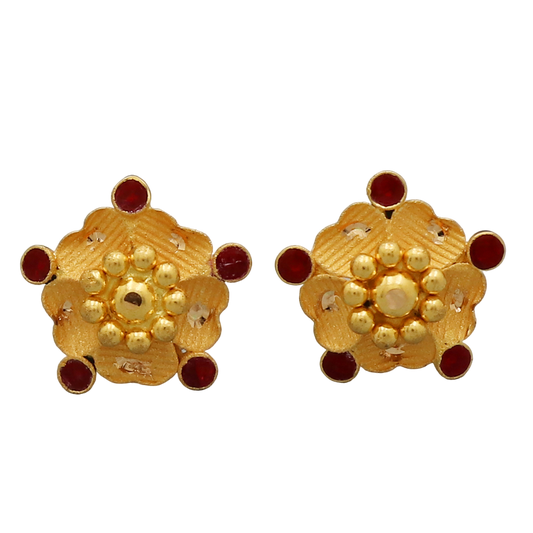 22k hallmark shiny gold 0.9 cm stud earring for grand mother april fool gift jewelry