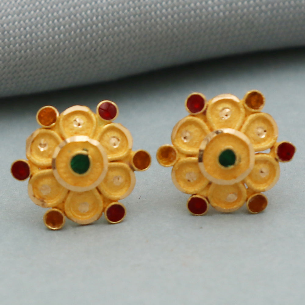 22 karat seal eye-catching gold 1 cm stud earring for half sister memorial day gift jewelry