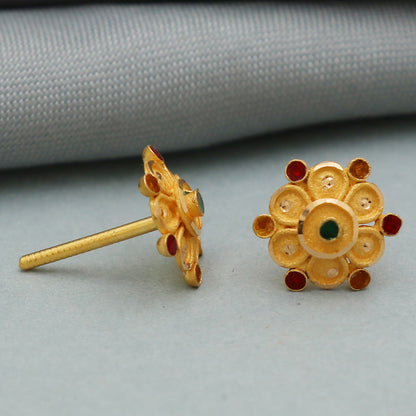 22 karat seal eye-catching gold 1 cm stud earring for half sister memorial day gift jewelry