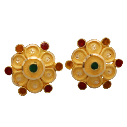 22 karat seal eye-catching gold 1 cm stud earring for half sister memorial day gift jewelry