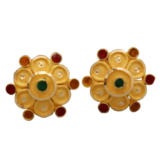 22 karat seal eye-catching gold 1 cm stud earring for half sister memorial day gift jewelry