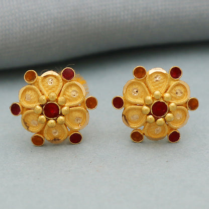 22cts print unique gold 0.9 cm stud earring for half mother labor day gift jewelry