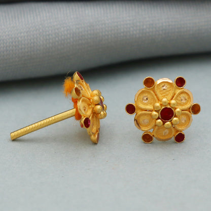 22cts print unique gold 0.9 cm stud earring for half mother labor day gift jewelry