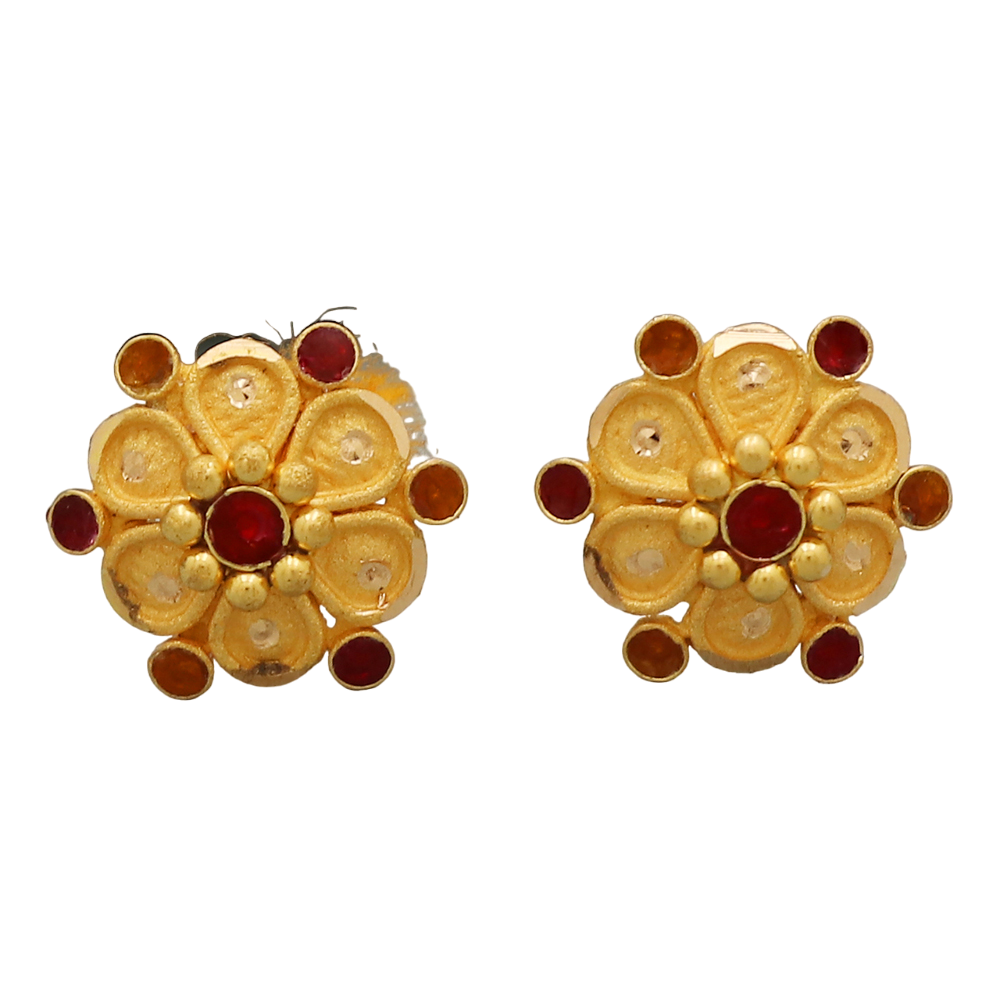 22cts print unique gold 0.9 cm stud earring for half mother labor day gift jewelry