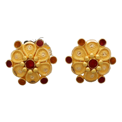 22cts print unique gold 0.9 cm stud earring for half mother labor day gift jewelry