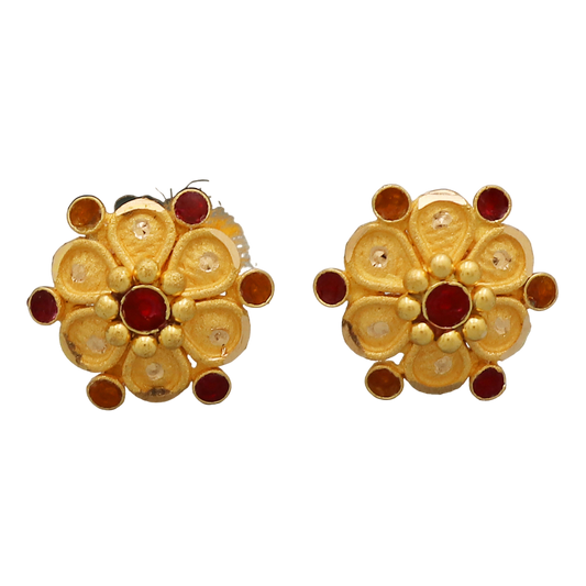 22cts print unique gold 0.9 cm stud earring for half mother labor day gift jewelry