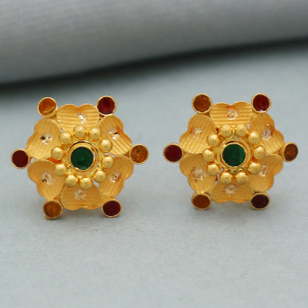 22k stamp merry shine gold 1.1cm stud earring for cousin wife new year eve gift jewelry