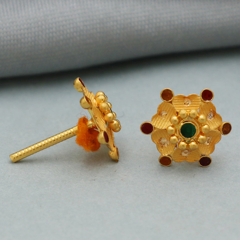 22k stamp merry shine gold 1.1cm stud earring for cousin wife new year eve gift jewelry