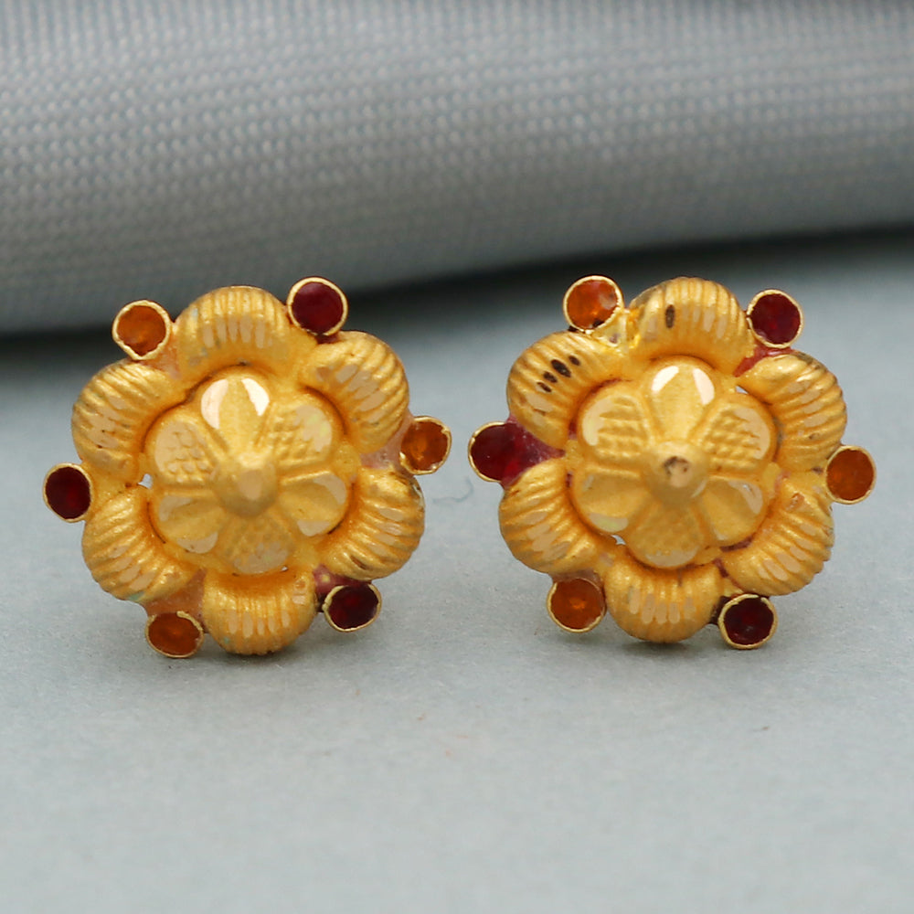 bis 916 seal real gold 1.1 cm stud earring for maternal grandmother christmas eve gift jewelry