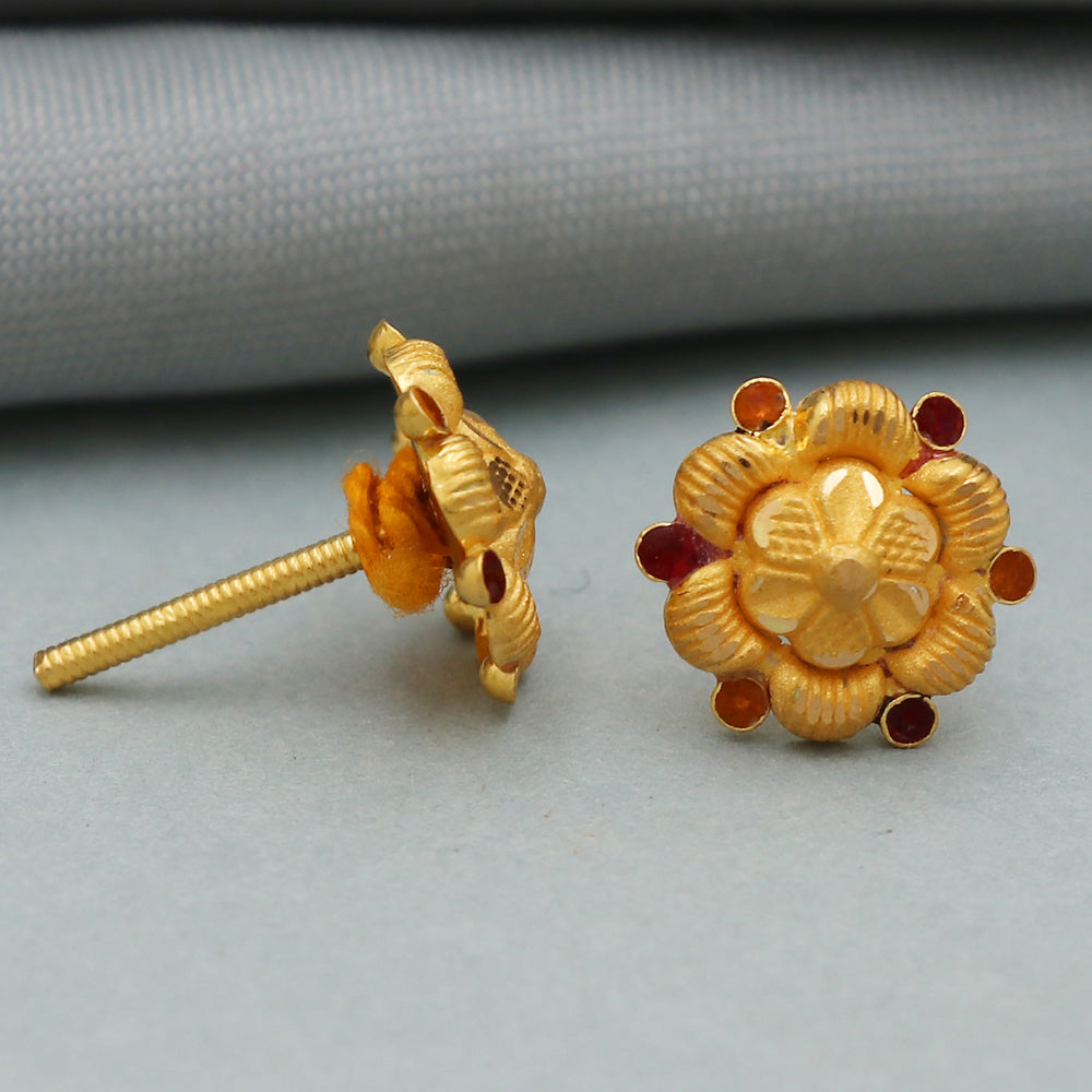 bis 916 seal real gold 1.1 cm stud earring for maternal grandmother christmas eve gift jewelry