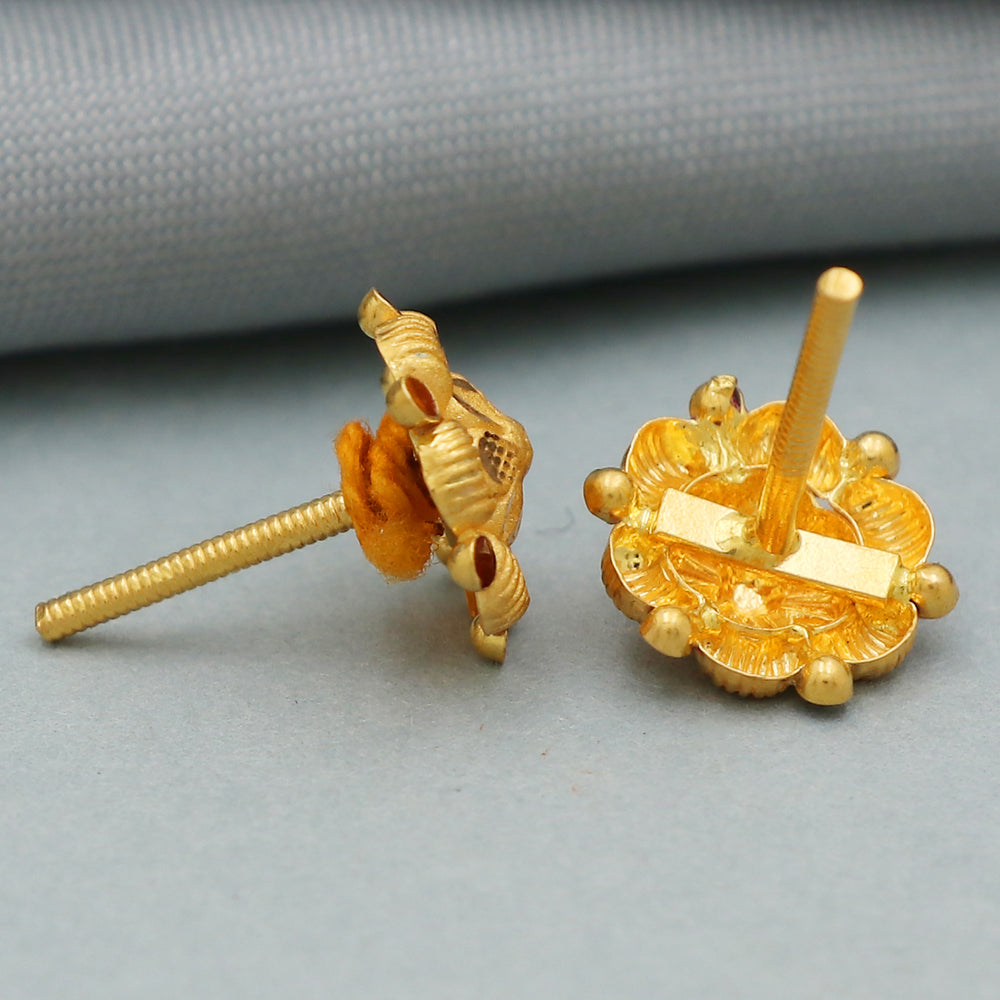 bis 916 seal real gold 1.1 cm stud earring for maternal grandmother christmas eve gift jewelry