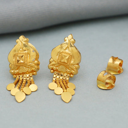 22 karat print solid gold 2.2 cm stud earring for paternal grandmother new year gift jewelry