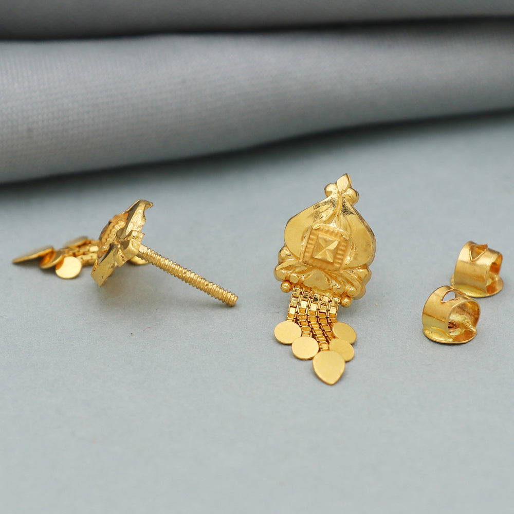 22 karat print solid gold 2.2 cm stud earring for paternal grandmother new year gift jewelry